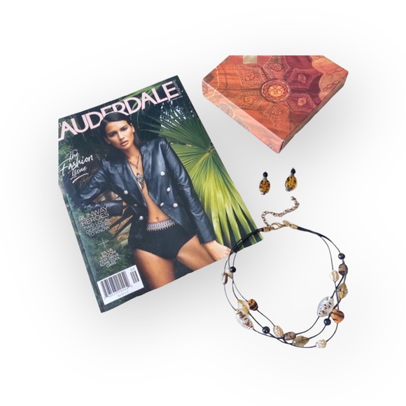 new Chico’s ❁ Boho Glass Bead Beach Necklace + Earring Set ❁ Animal Print ❁ Chic - Picture 7 of 16